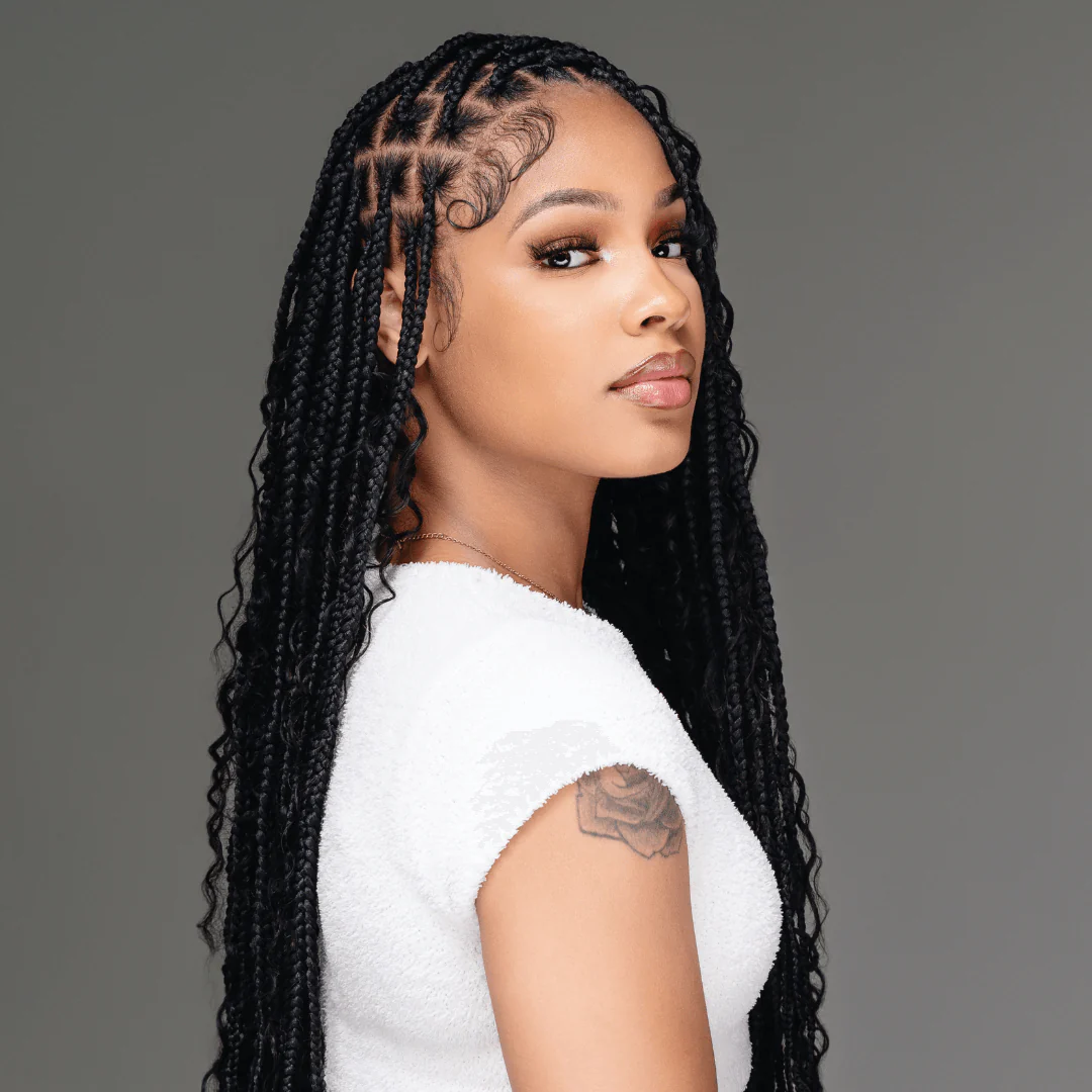 Feed-in braided ponytail styled in Brooklyn, NY